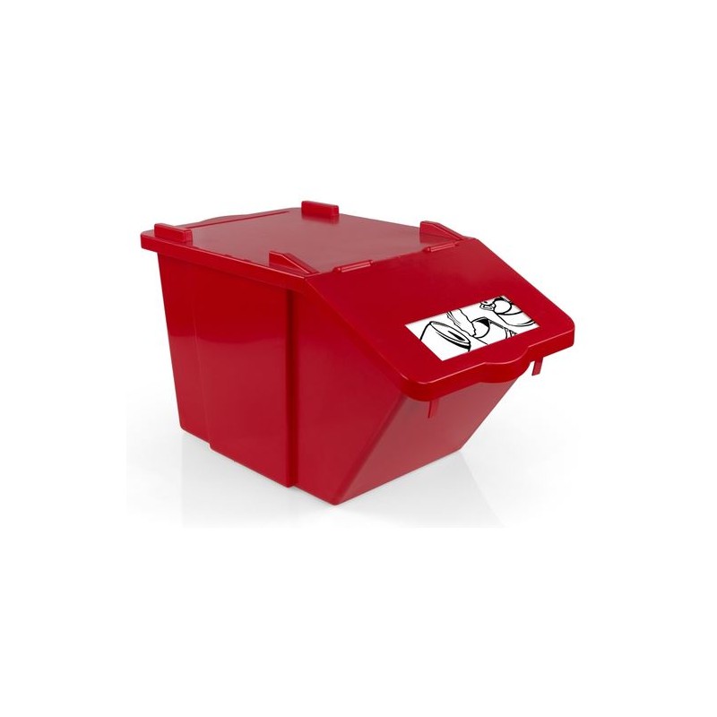 SPLIT 45 L Abfalleimer rot mit Etikette "Metall"